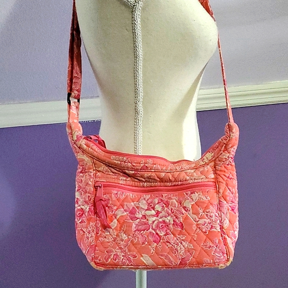 Vera Bradley pink salmon floral quilted crossbody bag - Picture 3 of 15